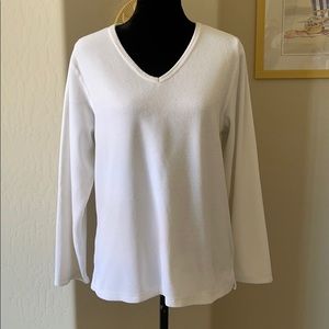 Blue Star Off White Velour V Neck Top Sz L
